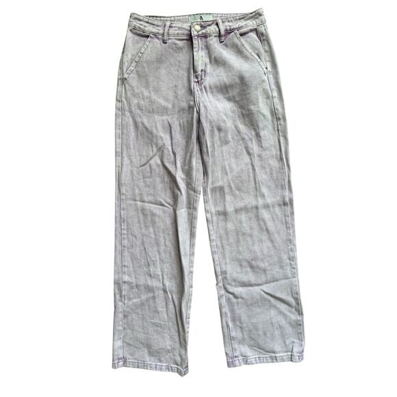 Flying Angel Women’s Wide Leg Jeans 9/29 Lilac Purple Acid Wash Denim Y2K Style - Picture 2 of 6
